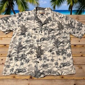 Honolulu Cafe Men's XL Shirt 100%  Silk Palm Trees Tropical Hawaiian
